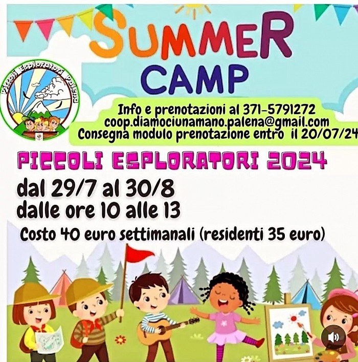 Campo estivo, estate a Palena(CH). Dai 4anni di età.